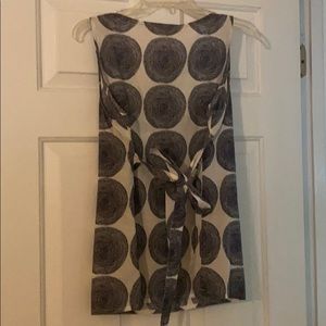 Blue and white tie Marimekko sleeveless blouse